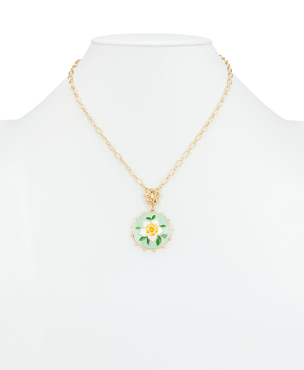 Female - Double Drop Necklace - Cloisonne Collection - worn gold - by Patricia Nash - View 3 of 3