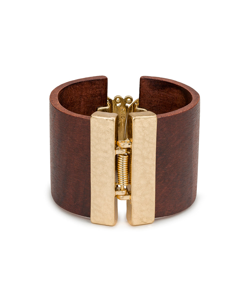 Female - Hinged Cuff - Wood Butterfly Collection - worn gold - by Patricia Nash - View 2 of 3