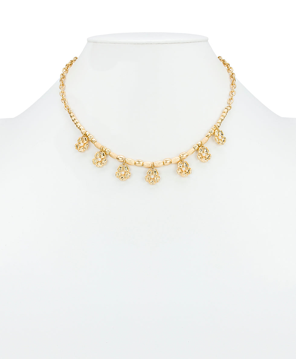 Female - Beaded Charm Necklace - French Garden Collection - worn gold - by Patricia Nash - View 2 of 2