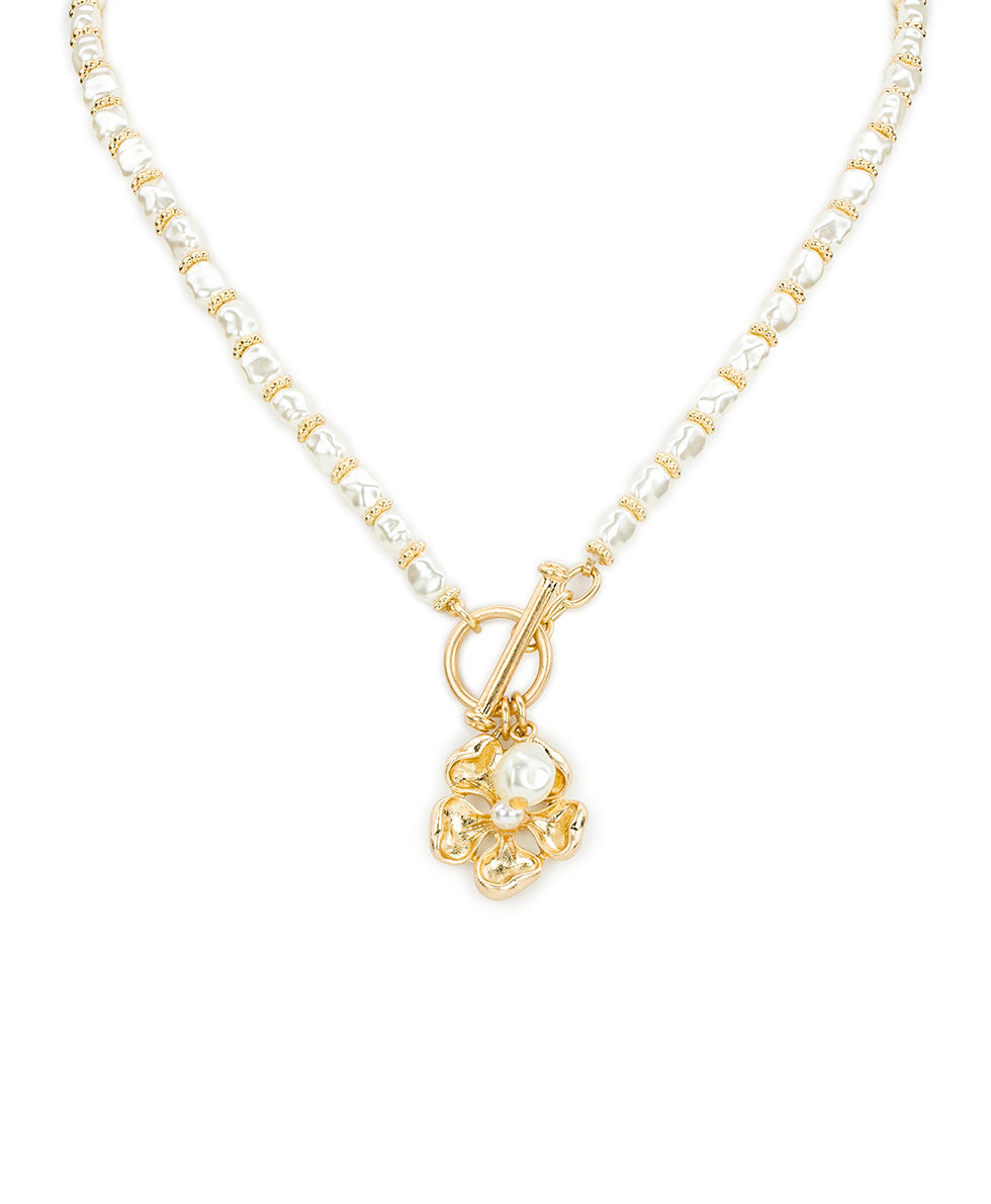 Female - Toggle Necklace - French Garden Collection - worn gold - by Patricia Nash - View 1 of 4