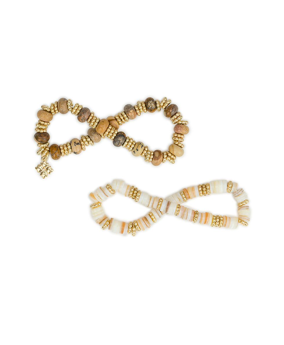 Female - Stretch Bracelet Set - Wood Butterfly Collection - worn gold - by Patricia Nash - View 4 of 5