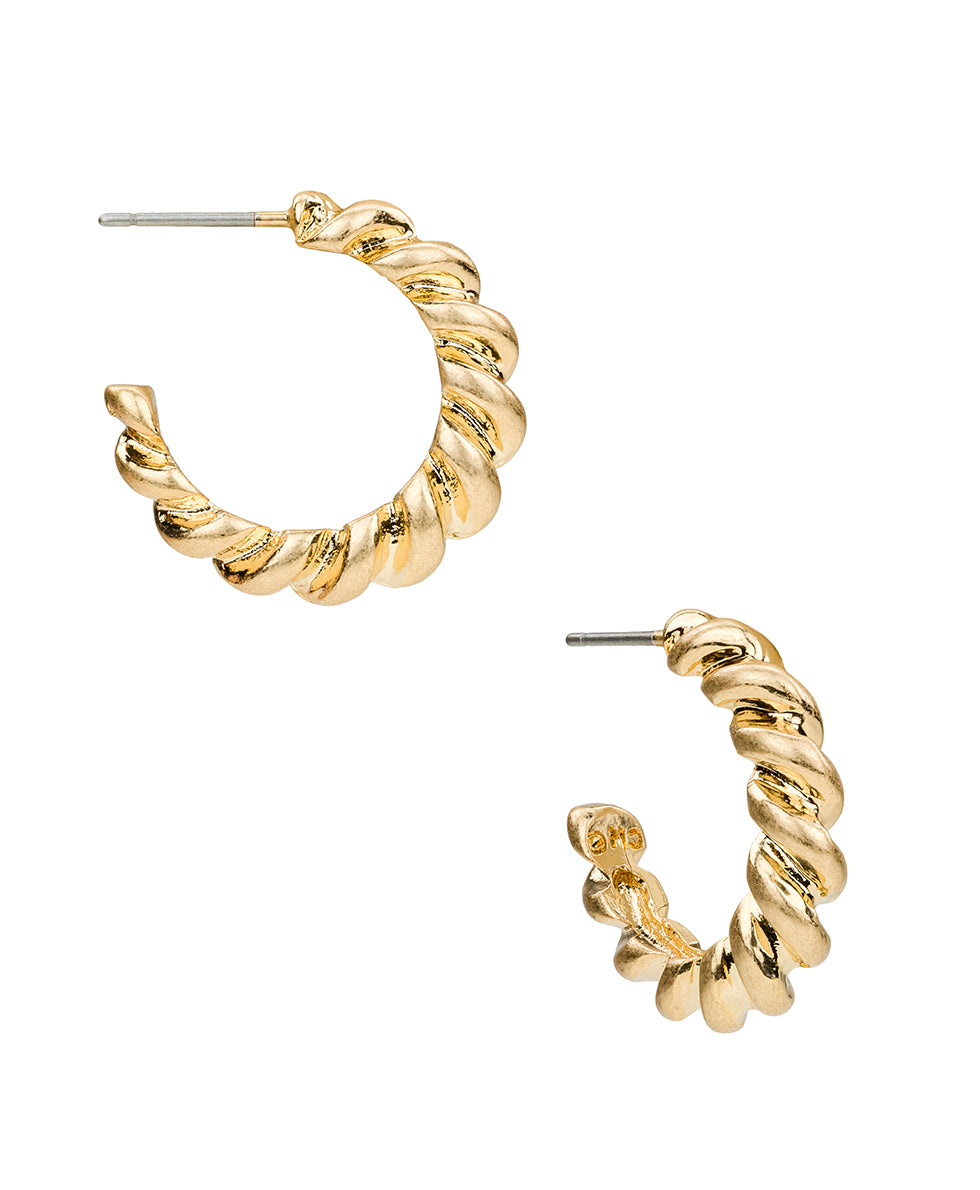 Female - Twist Hoop Earrings - Nautical Collection - worn gold - by Patricia Nash - View 1 of 2