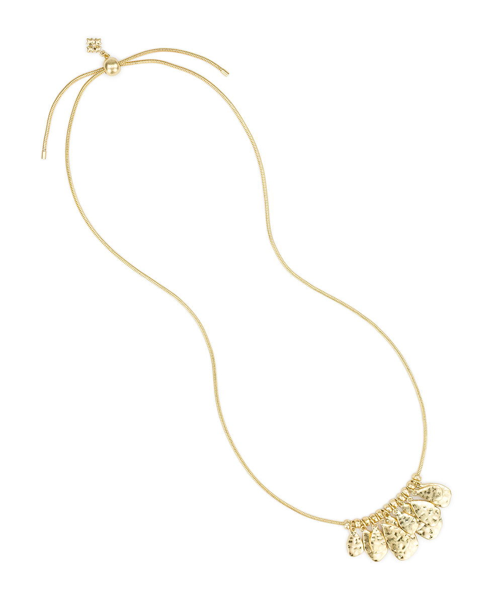 Female - Multi Tear Drop Necklace - Hammered Ring Collection - worn gold - by Patricia Nash - View 2 of 4