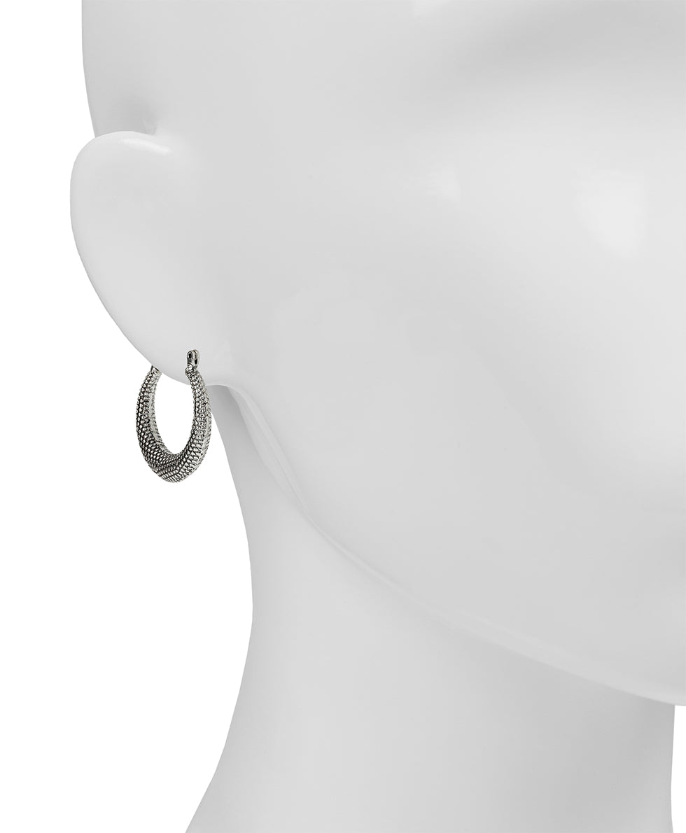 Female - Gypsy Hoop Earrings | Caviar Collection | Silver Ox - silver ox - by Patricia Nash - View 2 of 2