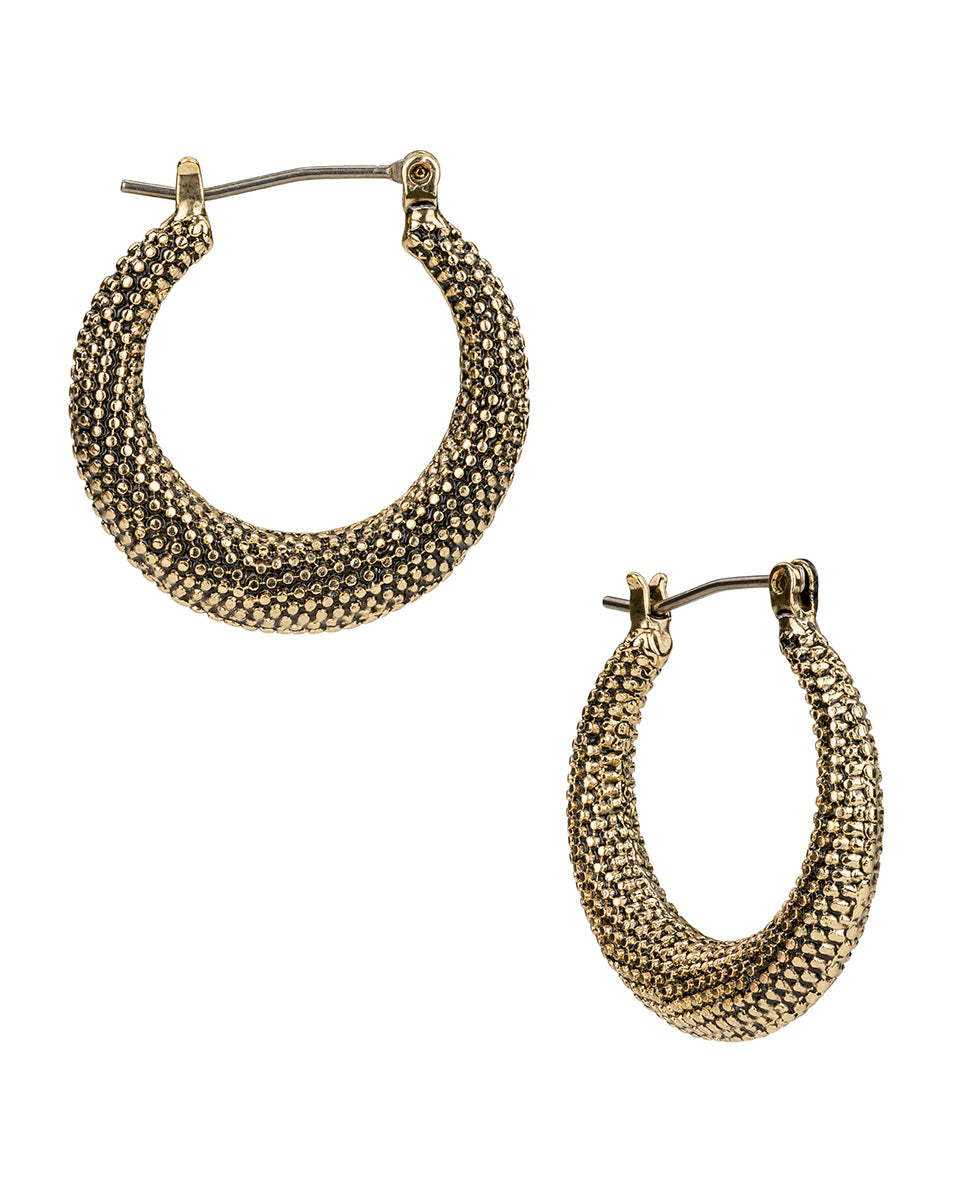 Female - Gypsy Hoop Earrings | Caviar Collection | Antique Gold - antique gold - by Patricia Nash - View 1 of 2