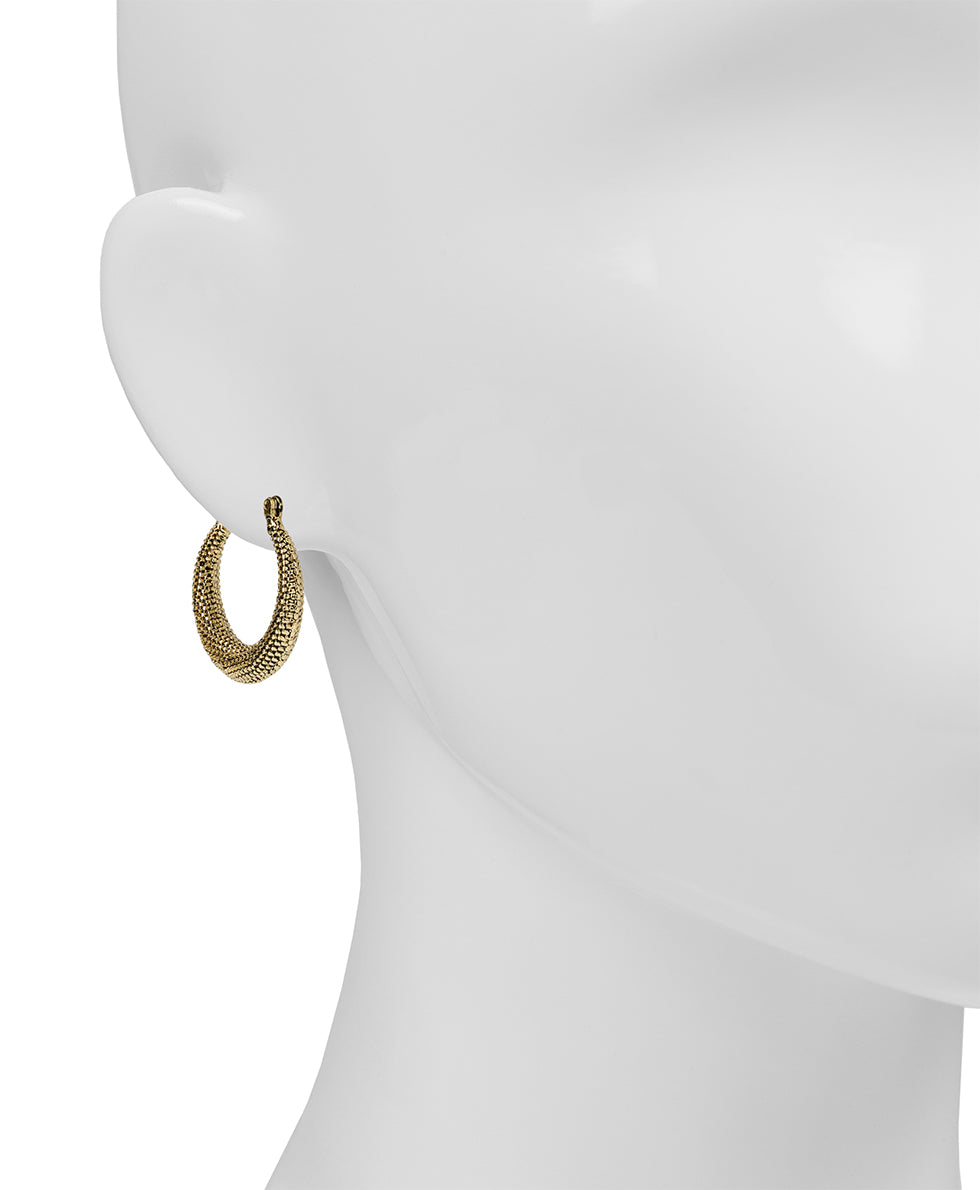 Female - Gypsy Hoop Earrings | Caviar Collection | Antique Gold - antique gold - by Patricia Nash - View 2 of 2