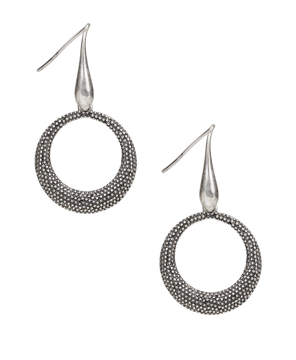 Female - Ring Drop Earrings | Caviar Collection | Silver Ox - silver ox - by Patricia Nash - View 1 of 2