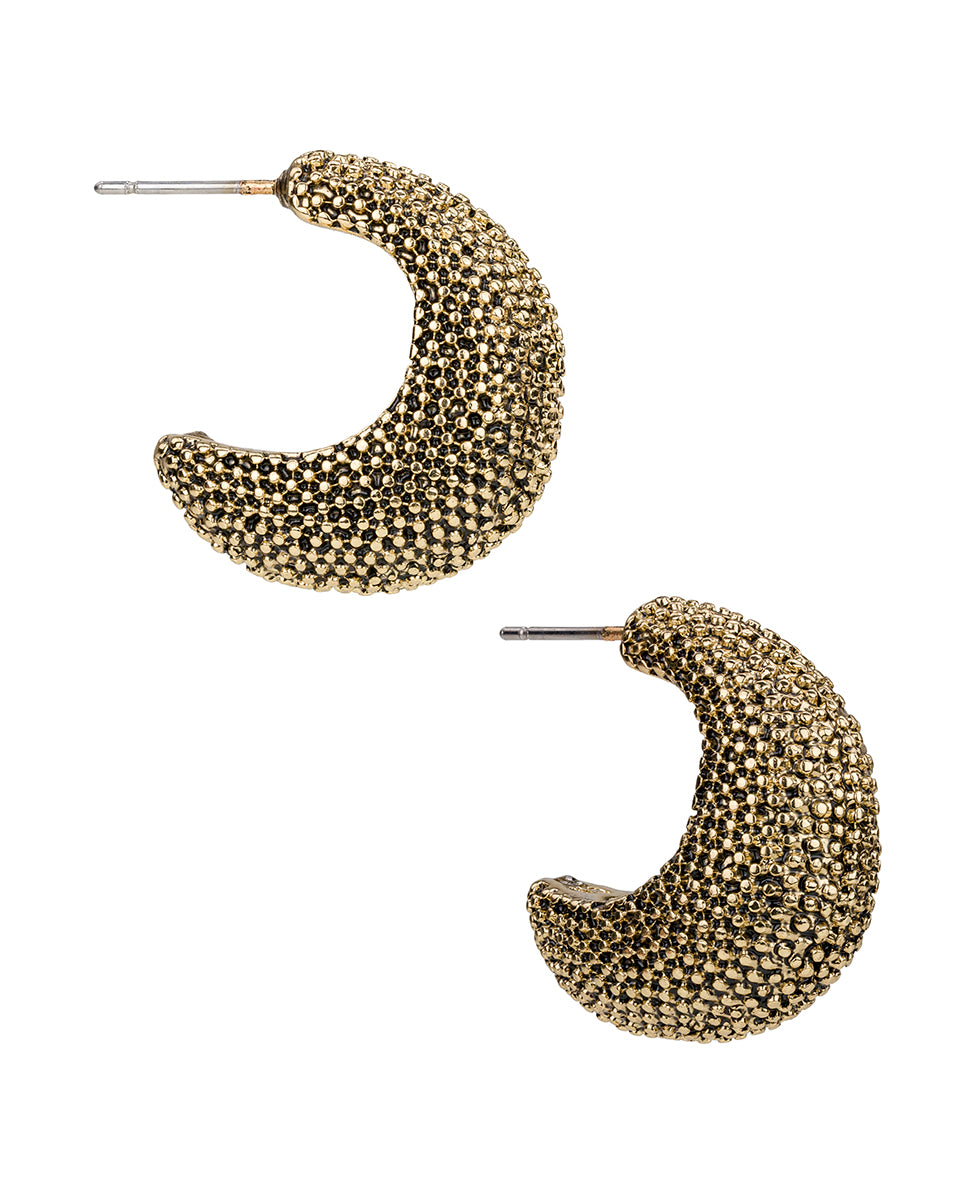 Female - J Hoop Earrings | Caviar Collection | Antique Gold - antique gold - by Patricia Nash - View 1 of 2