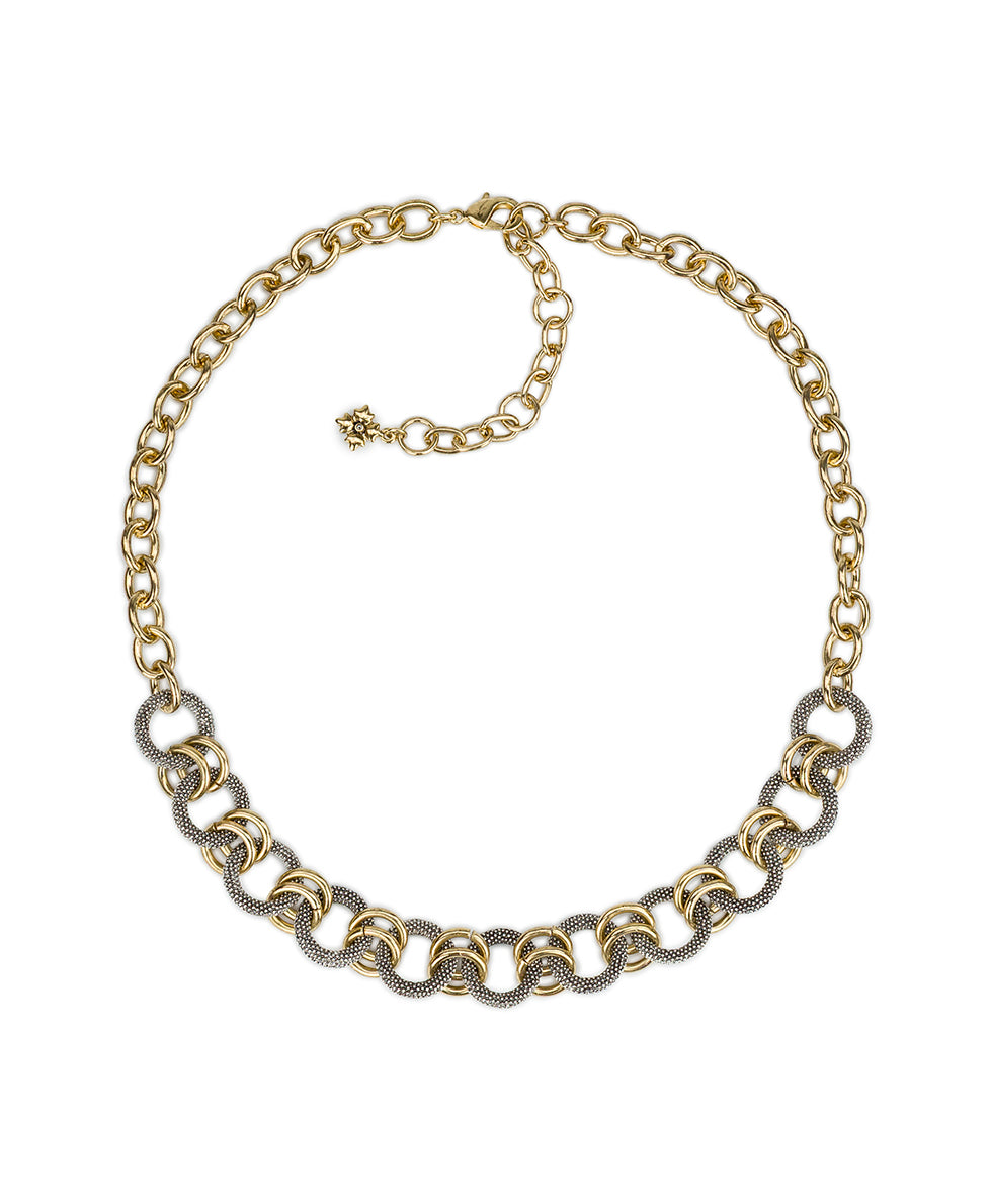 Female - Link Necklace | Caviar Collection | Antique Gold / Silver Ox - antique gold / silver ox - by Patricia Nash - View 1 of 2