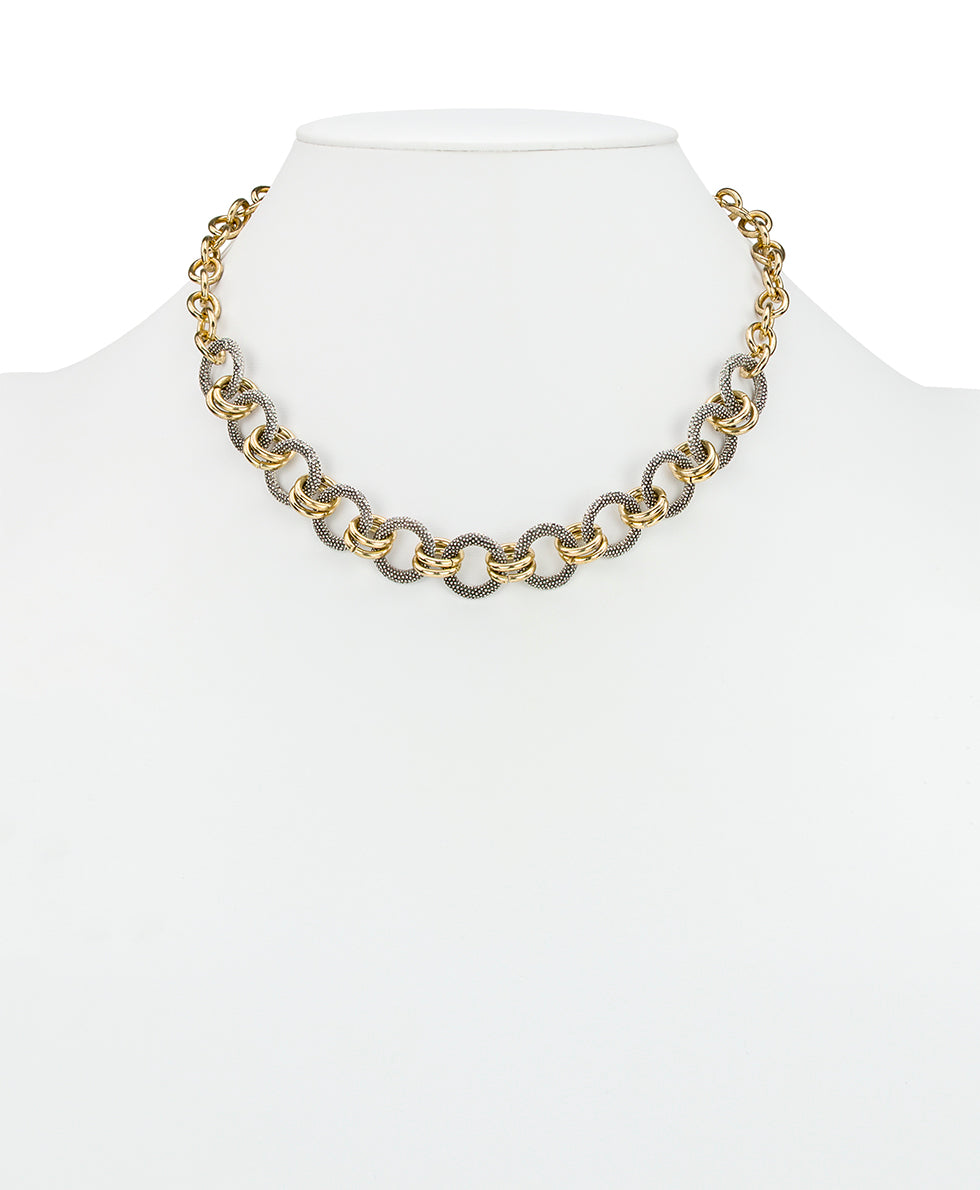 Female - Link Necklace | Caviar Collection | Antique Gold / Silver Ox - antique gold / silver ox - by Patricia Nash - View 2 of 2