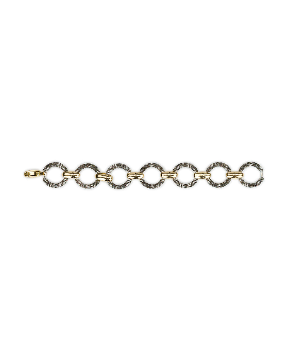 Female - Link Bracelet | Caviar Collection | Silver Ox / Antique Gold - silver ox / antique gold - by Patricia Nash - View 1 of 2