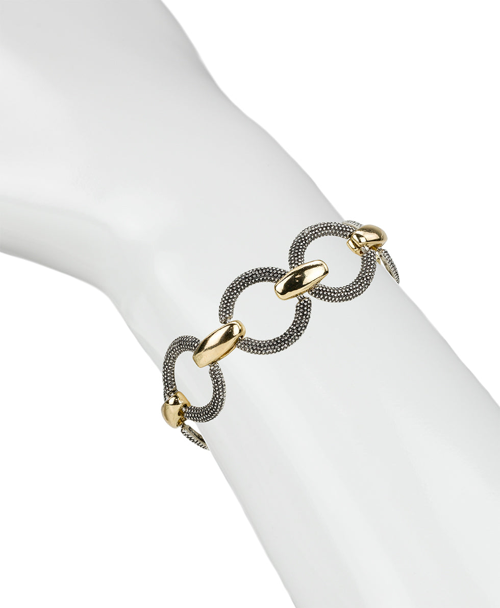 Female - Link Bracelet | Caviar Collection | Silver Ox / Antique Gold - silver ox / antique gold - by Patricia Nash - View 2 of 2