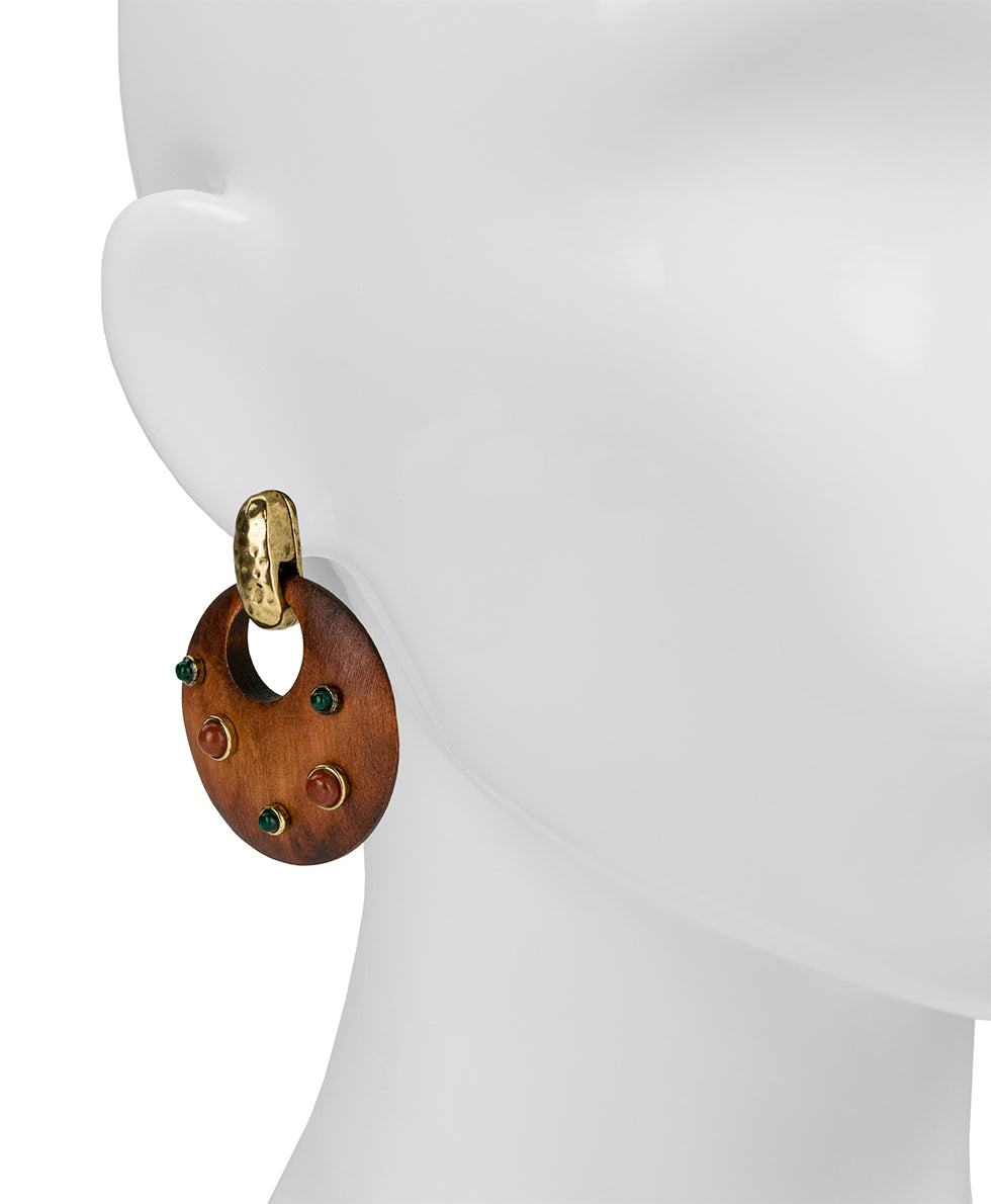 Female - Doorknocker Earrings | Tree of Life Collection | Antique Gold - antique gold - by Patricia Nash - View 2 of 2