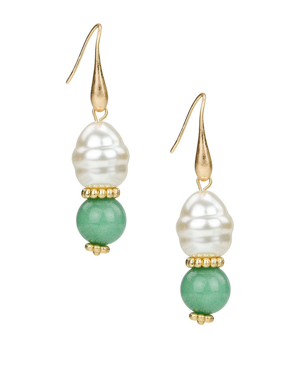 Female - Pearl/Bead Drop Earrings - Eclectic Bead Collection - worn gold - by Patricia Nash - View 1 of 2