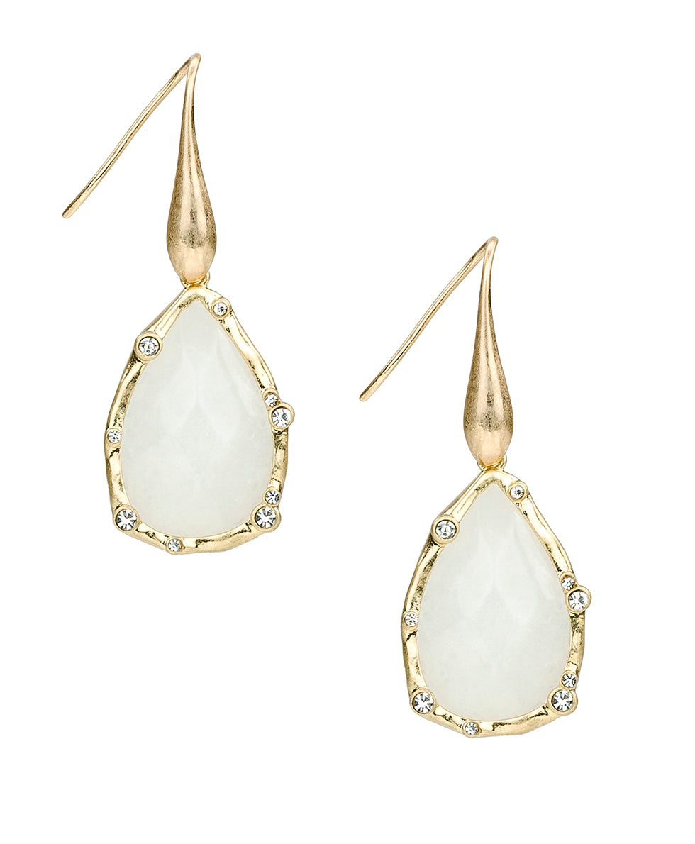 Female - Tear Drop Earrings - Semi Precious Stone Collection - worn gold - by Patricia Nash - View 1 of 2