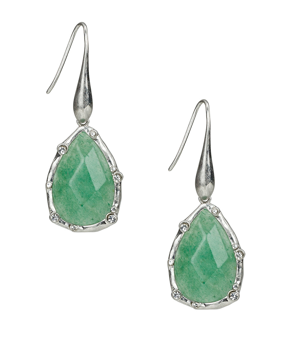 Female - Tear Drop Earrings - Semi Precious Stone Collection - worn rhodium - by Patricia Nash - View 1 of 4