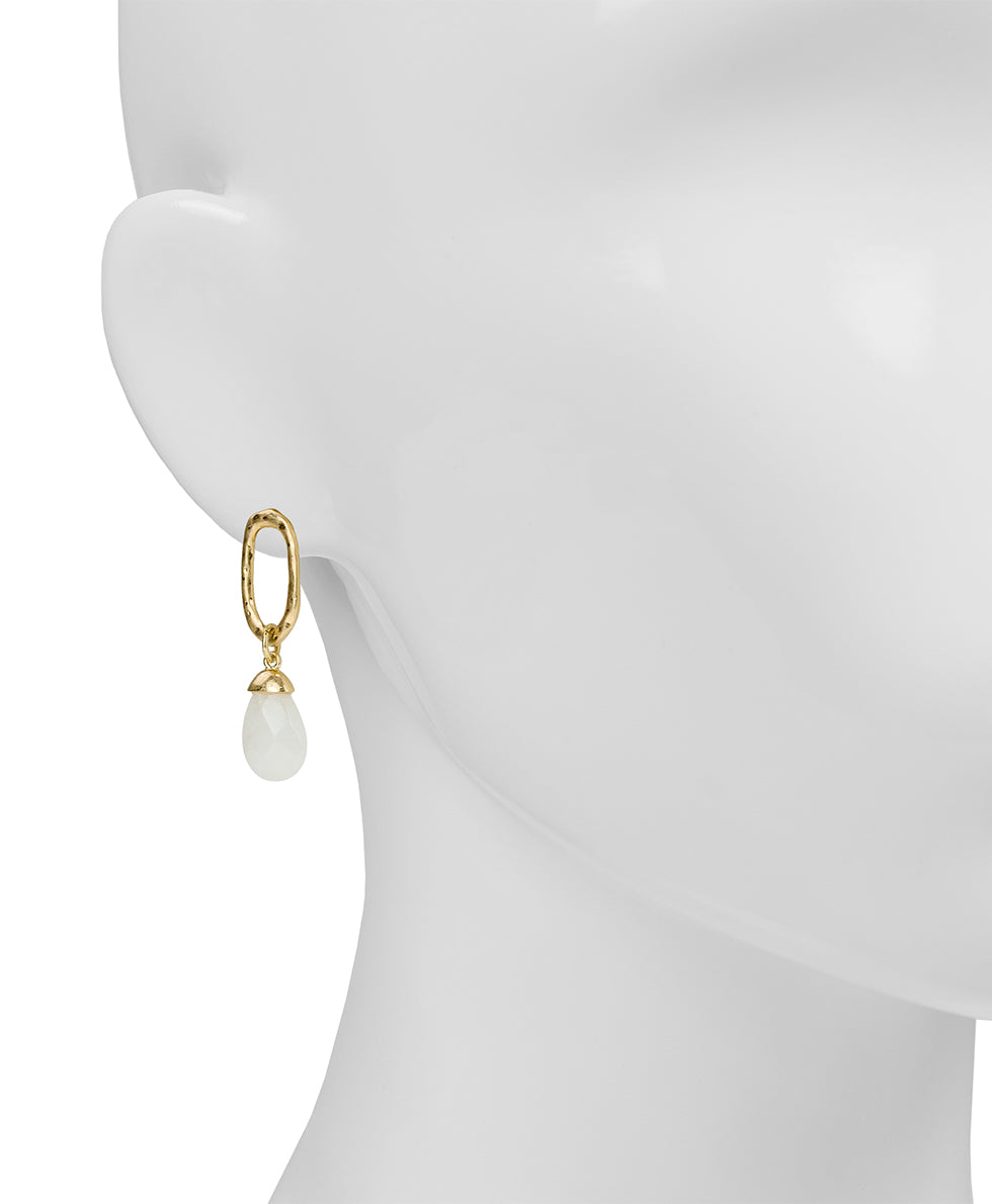 Female - Ring with Briolette Post Earrings - Semi Precious Stone Collection - worn gold - by Patricia Nash - View 2 of 5