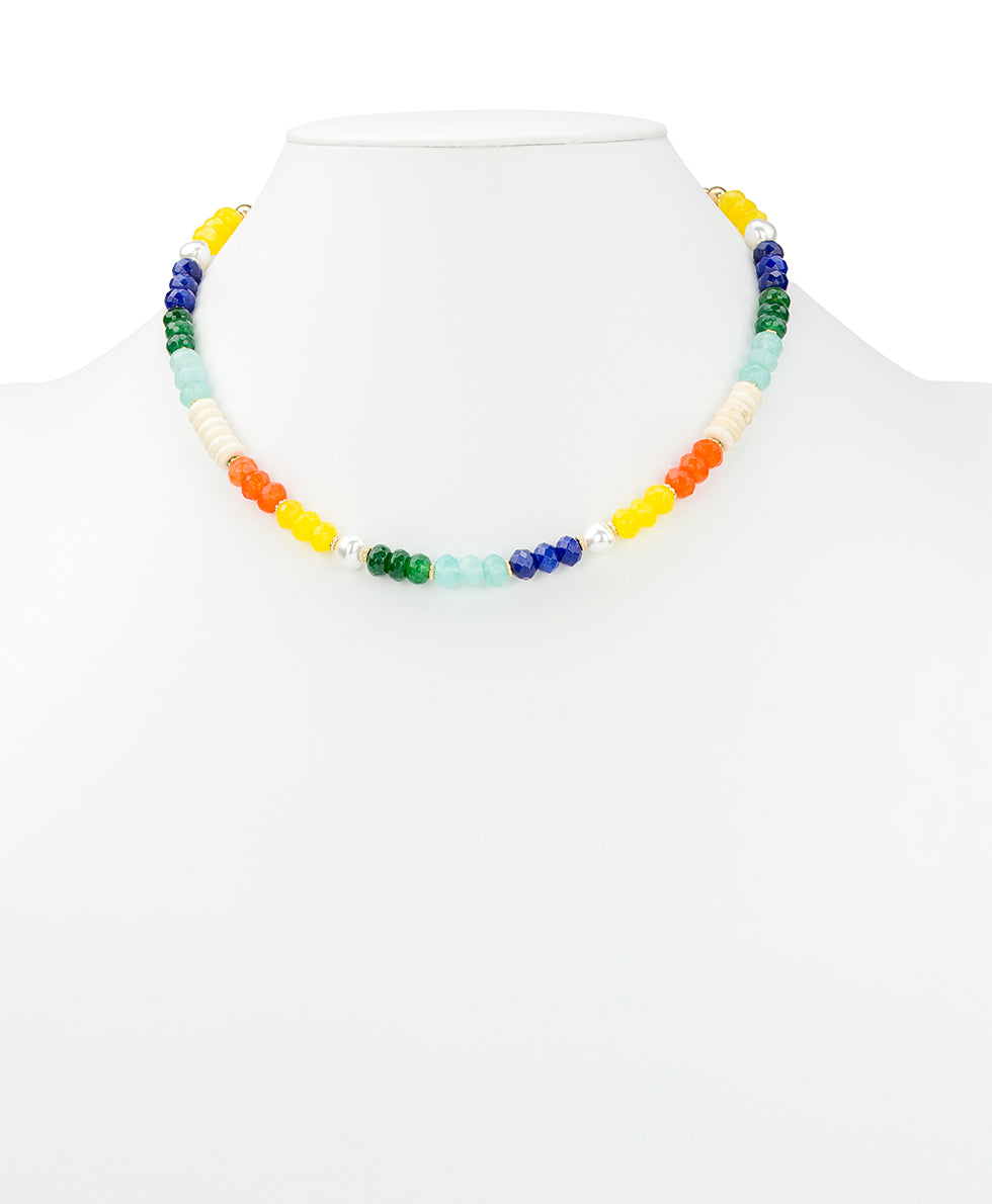 Female - Beaded Charm Convertible Necklace - Enamel Hummingbird Collection - worn gold - by Patricia Nash - View 5 of 5