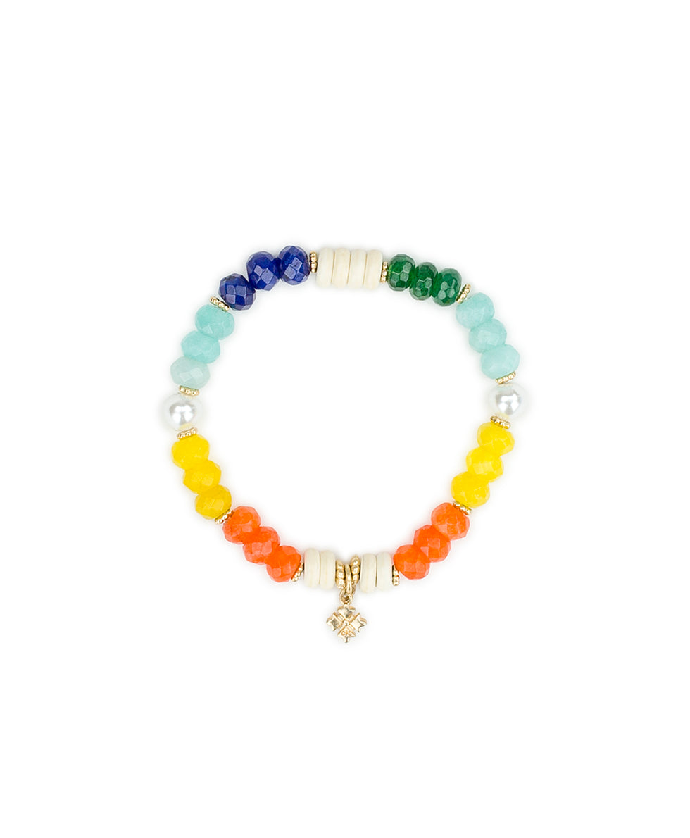 Female - Beaded Charm Stretch Bracelet Set - Enamel Hummingbird Collection - worn gold - by Patricia Nash - View 2 of 5