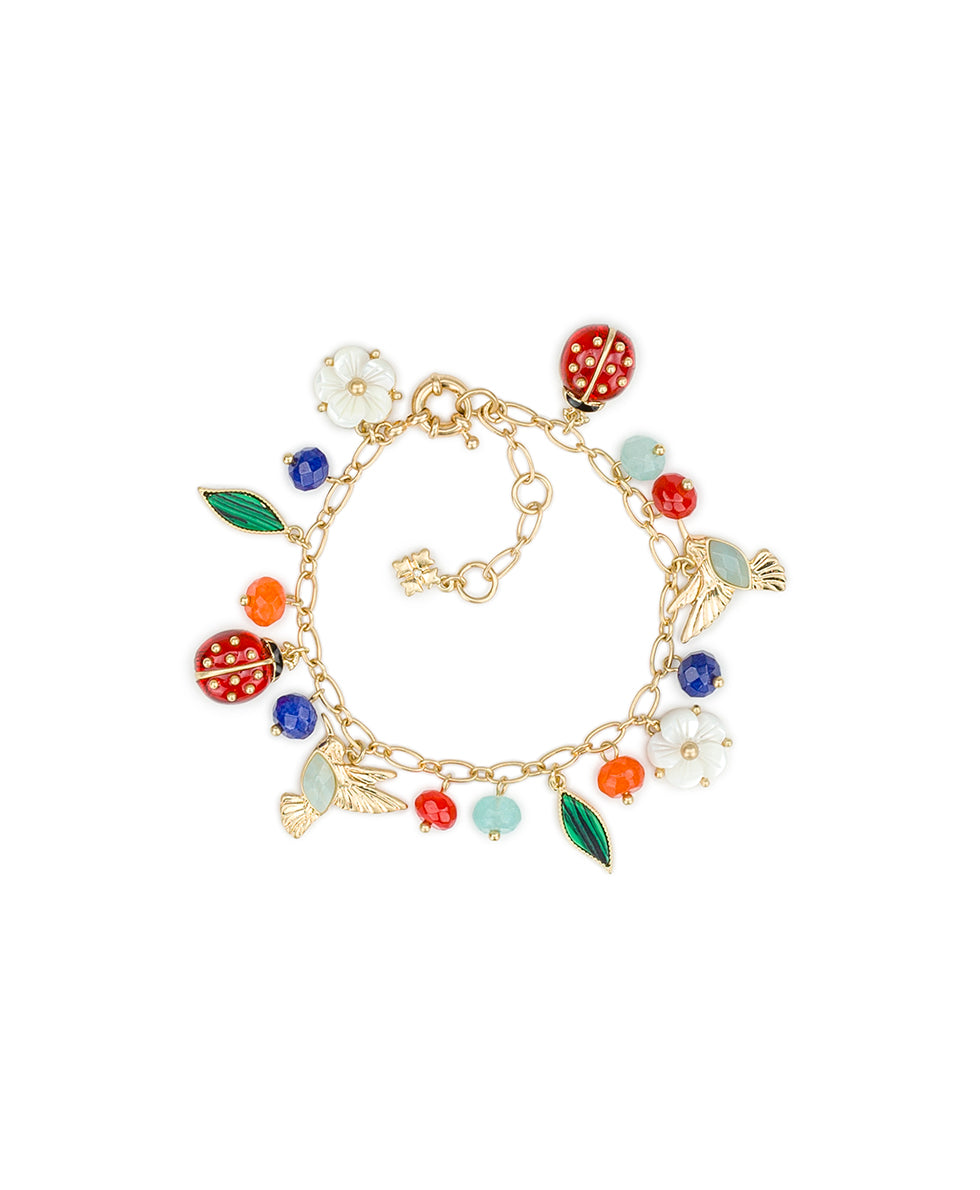 Female - Mini Charm Bracelet - Ladybug Collection - worn gold - by Patricia Nash - View 1 of 2