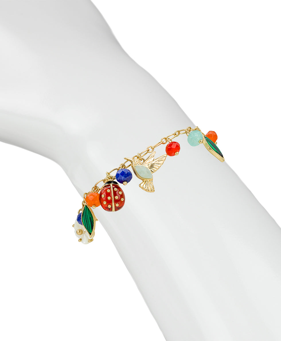 Female - Mini Charm Bracelet - Ladybug Collection - worn gold - by Patricia Nash - View 2 of 2