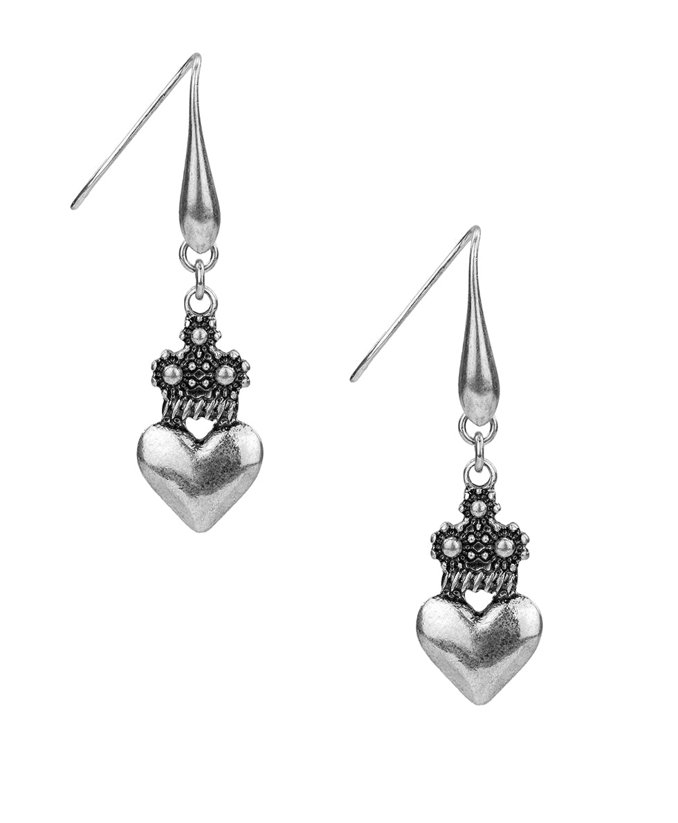 Female - Wire Drop Earrings | Claddagh Collection | Silver Ox - silver ox - by Patricia Nash - View 1 of 2
