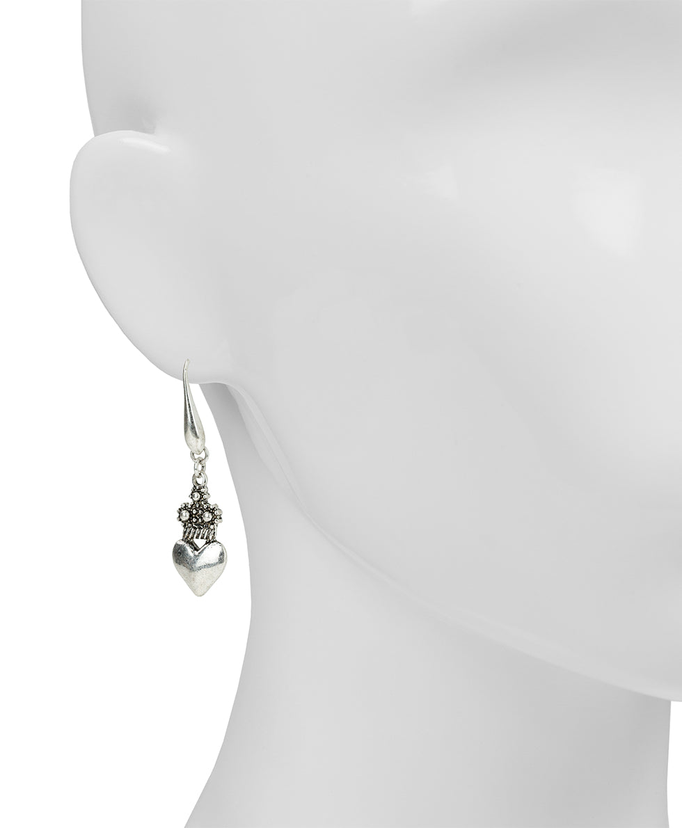 Female - Wire Drop Earrings | Claddagh Collection | Silver Ox - silver ox - by Patricia Nash - View 2 of 2