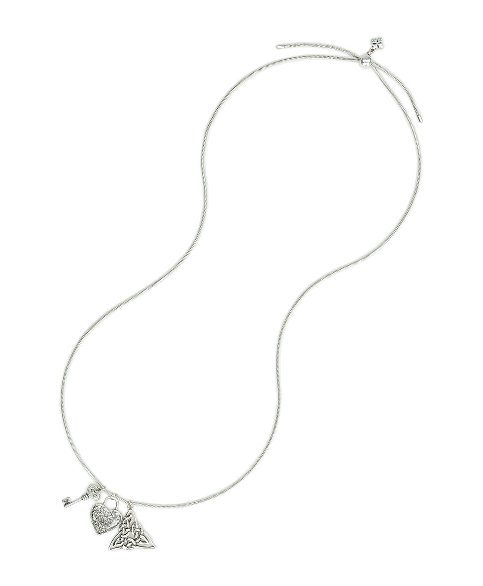 Female - Adjustable Charm Necklace | Claddagh Collection | Silver Ox - silver ox - by Patricia Nash - View 2 of 4