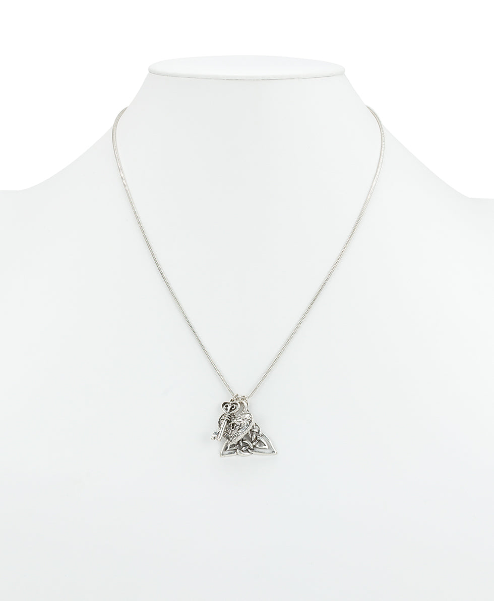 Female - Adjustable Charm Necklace | Claddagh Collection | Silver Ox - silver ox - by Patricia Nash - View 3 of 4