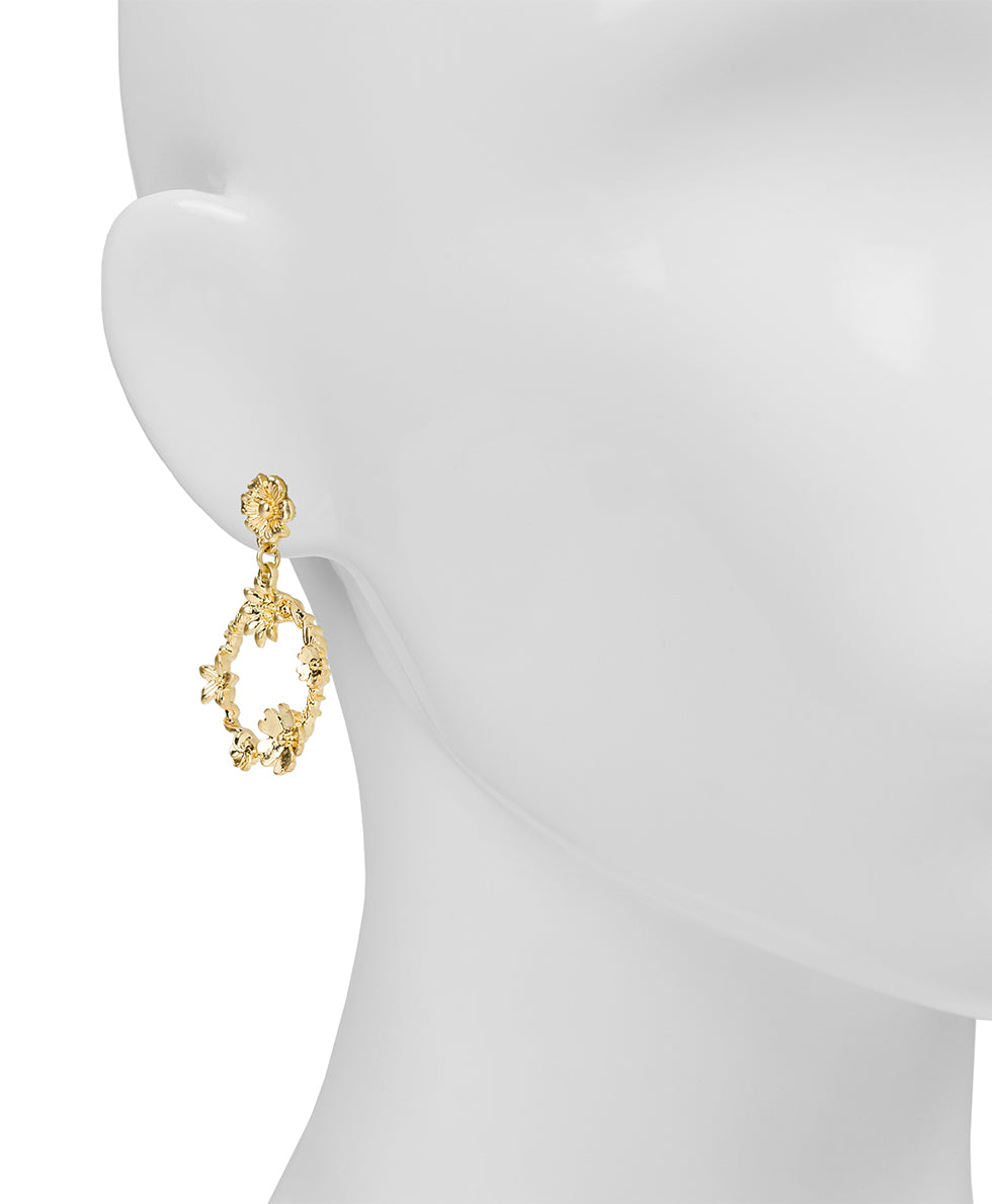 Female - Flower Doorknocker Earrings | Danish Print Collection | Worn Gold - worn gold - by Patricia Nash - View 2 of 2