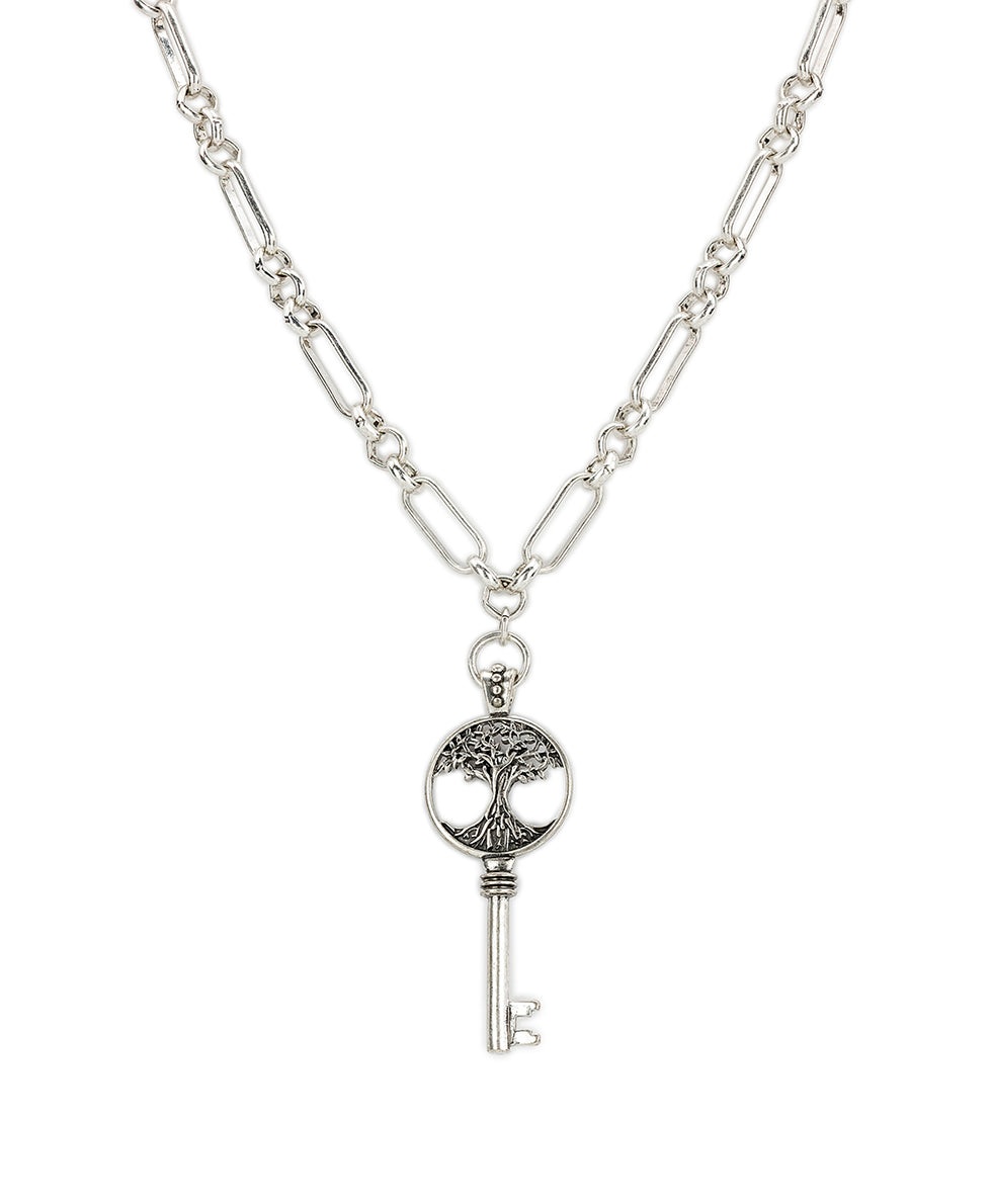 Female - Long Key Necklace | Key to My Heart Collection | Silver Ox - silver ox - by Patricia Nash - View 1 of 3
