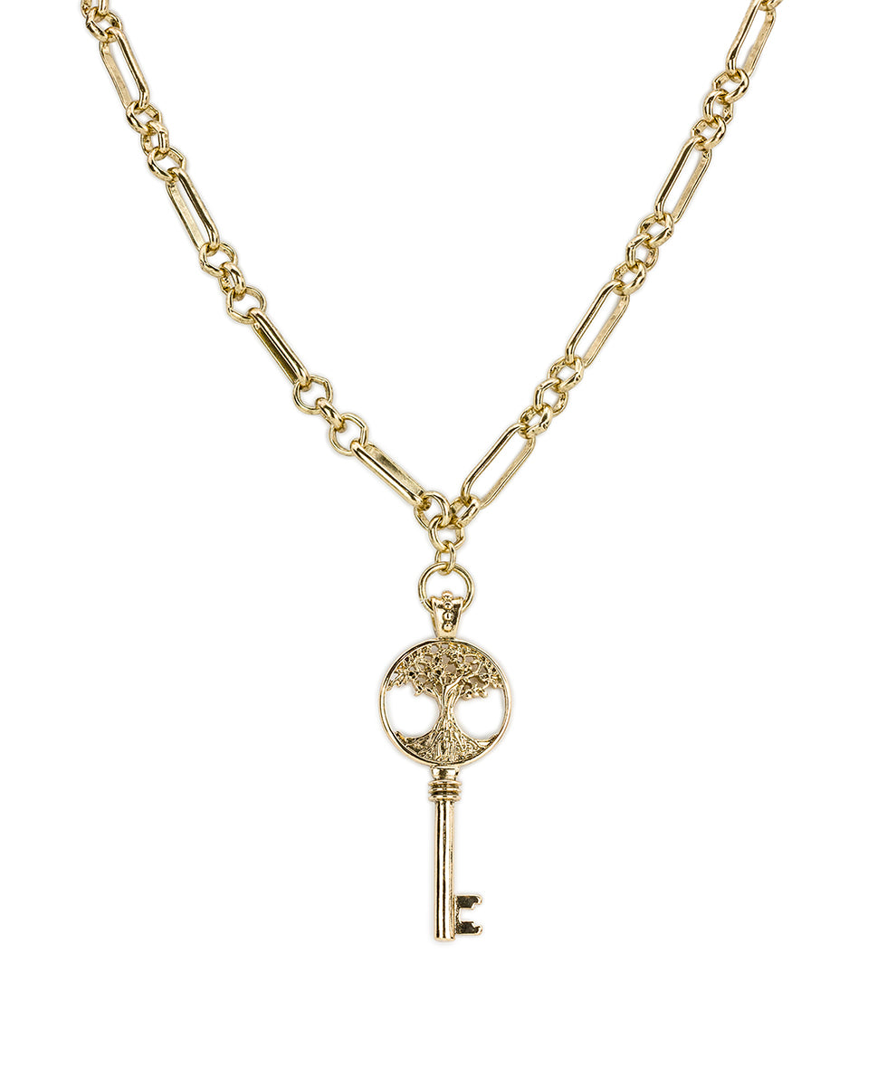 Female - Long Key Necklace | Key to My Heart Collection | Antique Gold - antique gold - by Patricia Nash - View 1 of 3