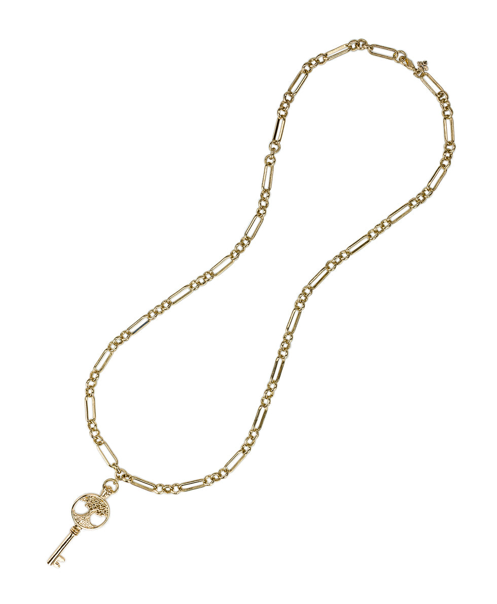 Female - Long Key Necklace | Key to My Heart Collection | Antique Gold - antique gold - by Patricia Nash - View 2 of 3