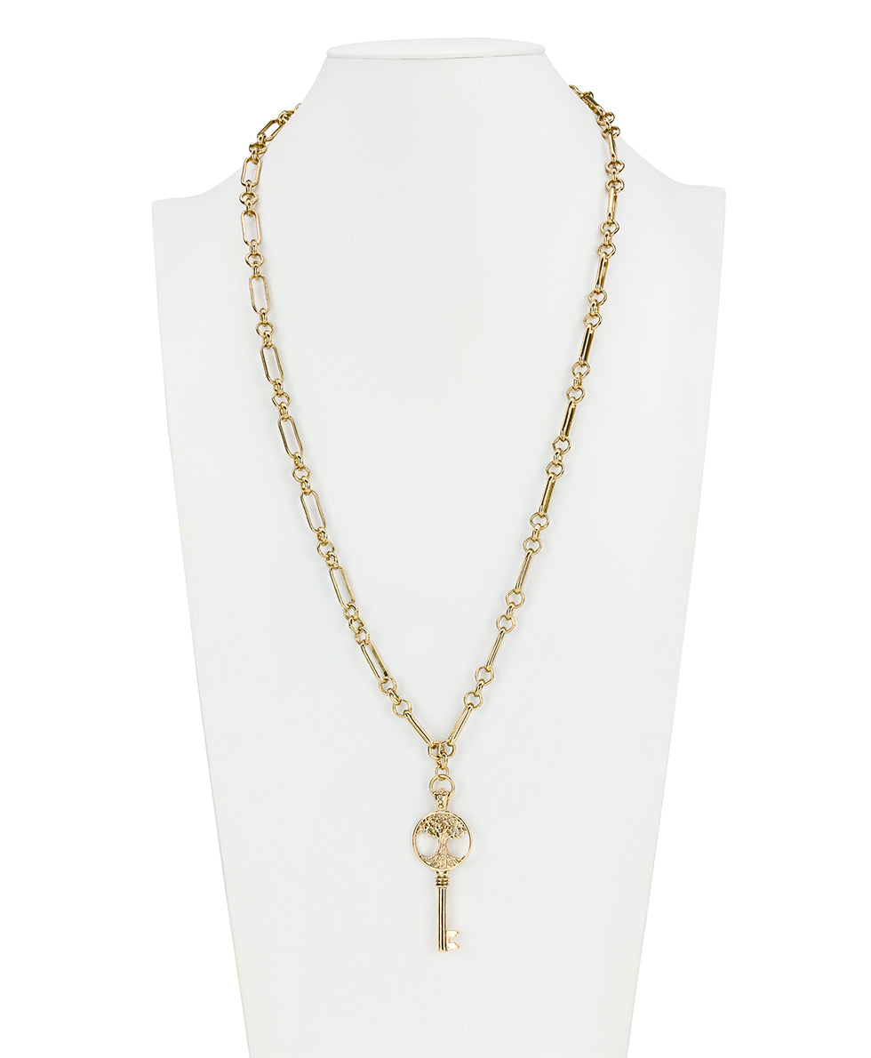 Female - Long Key Necklace | Key to My Heart Collection | Antique Gold - antique gold - by Patricia Nash - View 3 of 3