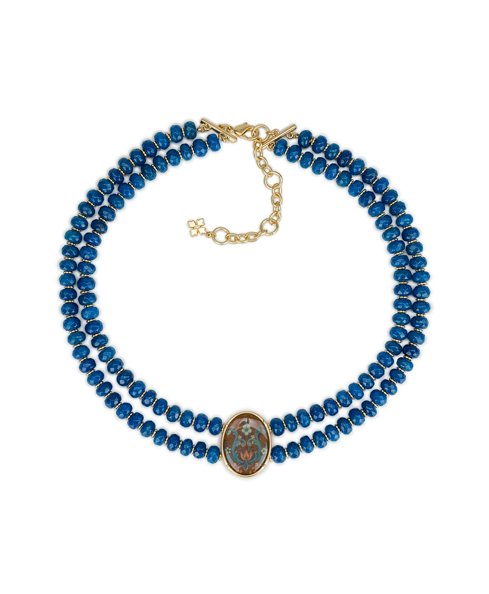 Female - Double Strand Beaded Necklace | Rosemaling Under Crystal Collection | Worn Gold - worn gold - by Patricia Nash - View 1 of 2