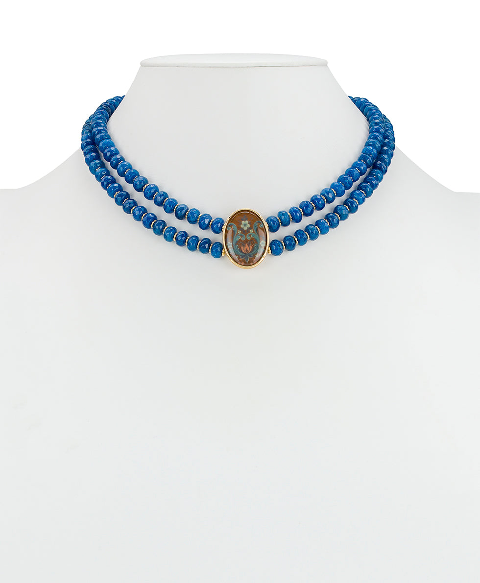 Female - Double Strand Beaded Necklace | Rosemaling Under Crystal Collection | Worn Gold - worn gold - by Patricia Nash - View 2 of 2