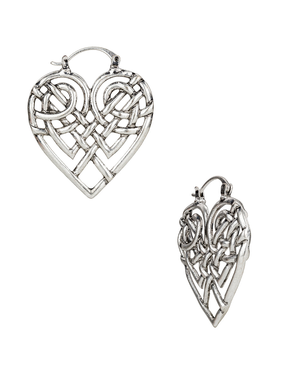 Female - Heart Hoop Earrings | Scandinavian Knot Collection | Silver Ox - silver ox - by Patricia Nash - View 1 of 2