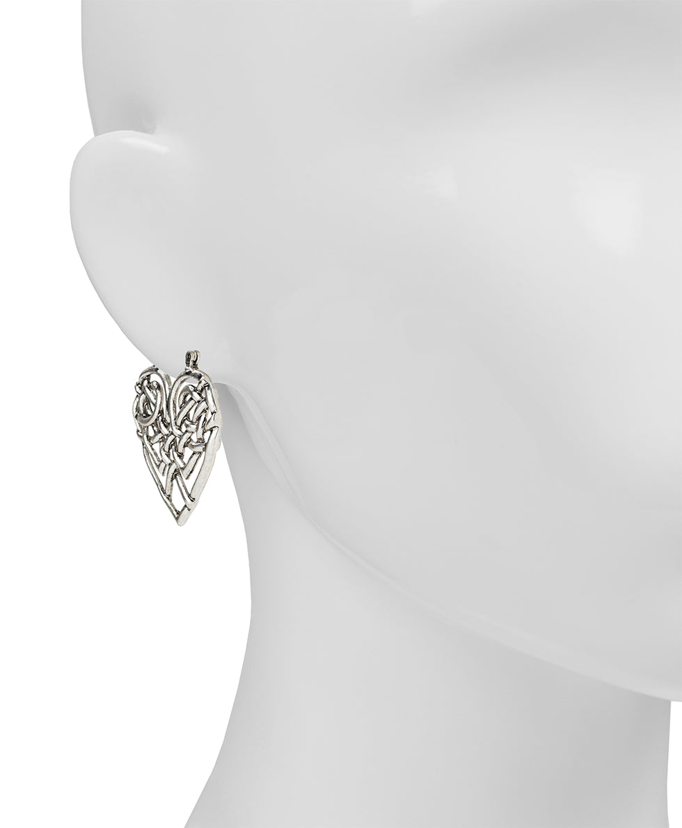 Female - Heart Hoop Earrings | Scandinavian Knot Collection | Silver Ox - silver ox - by Patricia Nash - View 2 of 2