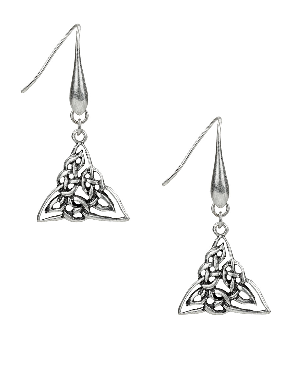 Female - Triquetra Drop Earrings | Scandinavian Knot Collection | Silver Ox - silver ox - by Patricia Nash - View 1 of 2