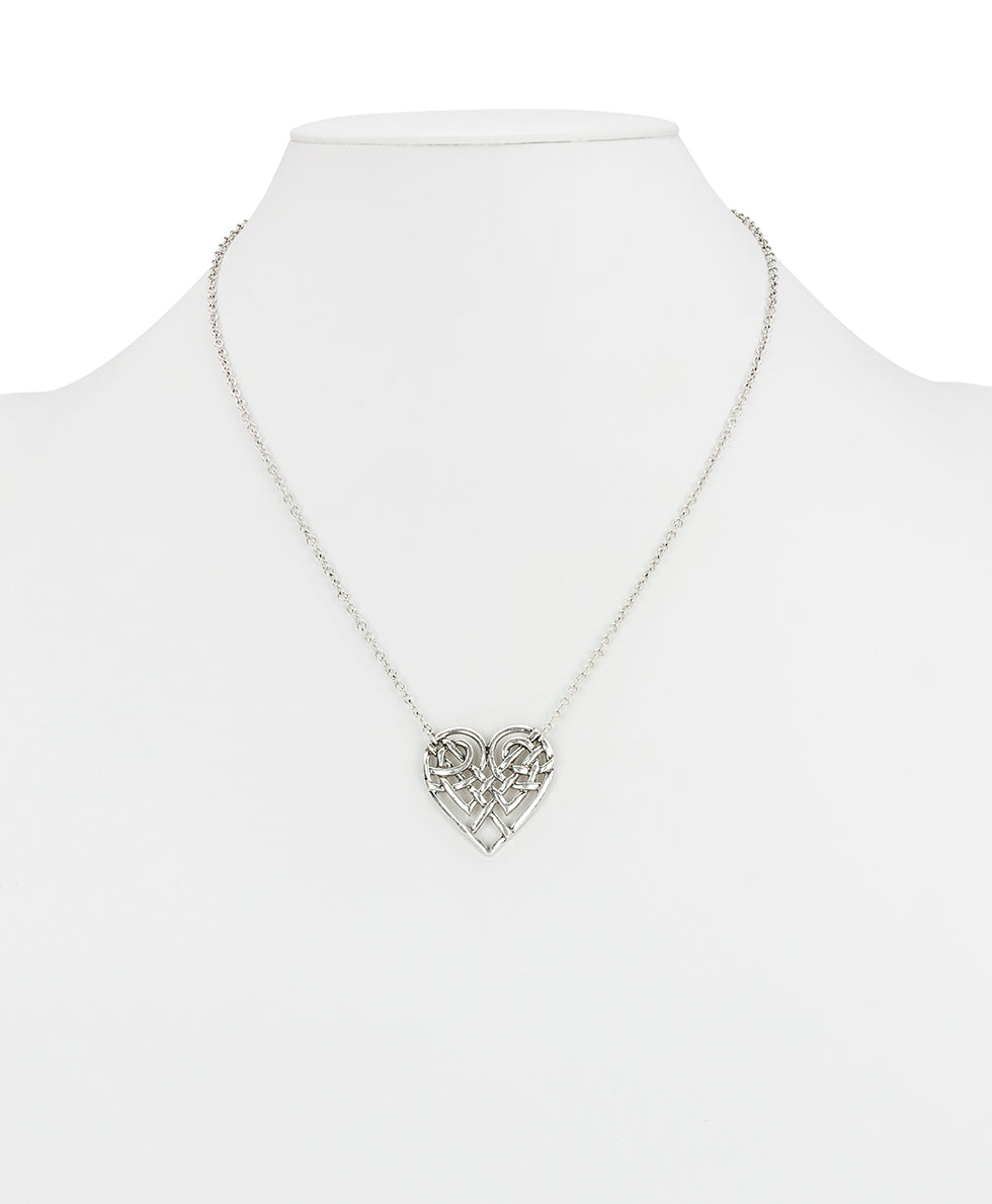 Female - Heart Necklace | Scandinavian Knot Collection | Silver Ox - silver ox - by Patricia Nash - View 3 of 3