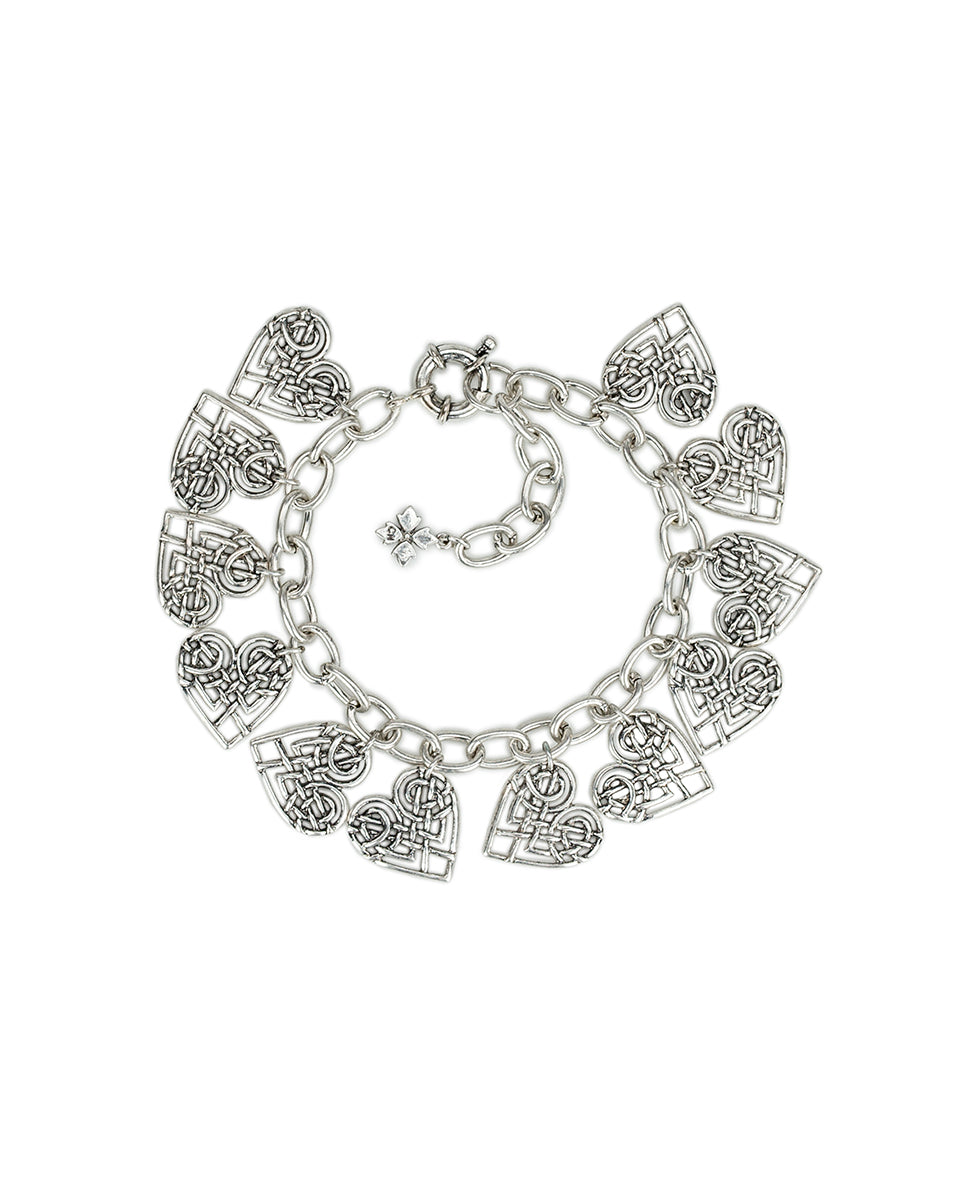 Female - Heart Charm Bracelet | Scandinavian Knot Collection | Silver Ox - silver ox - by Patricia Nash - View 1 of 2
