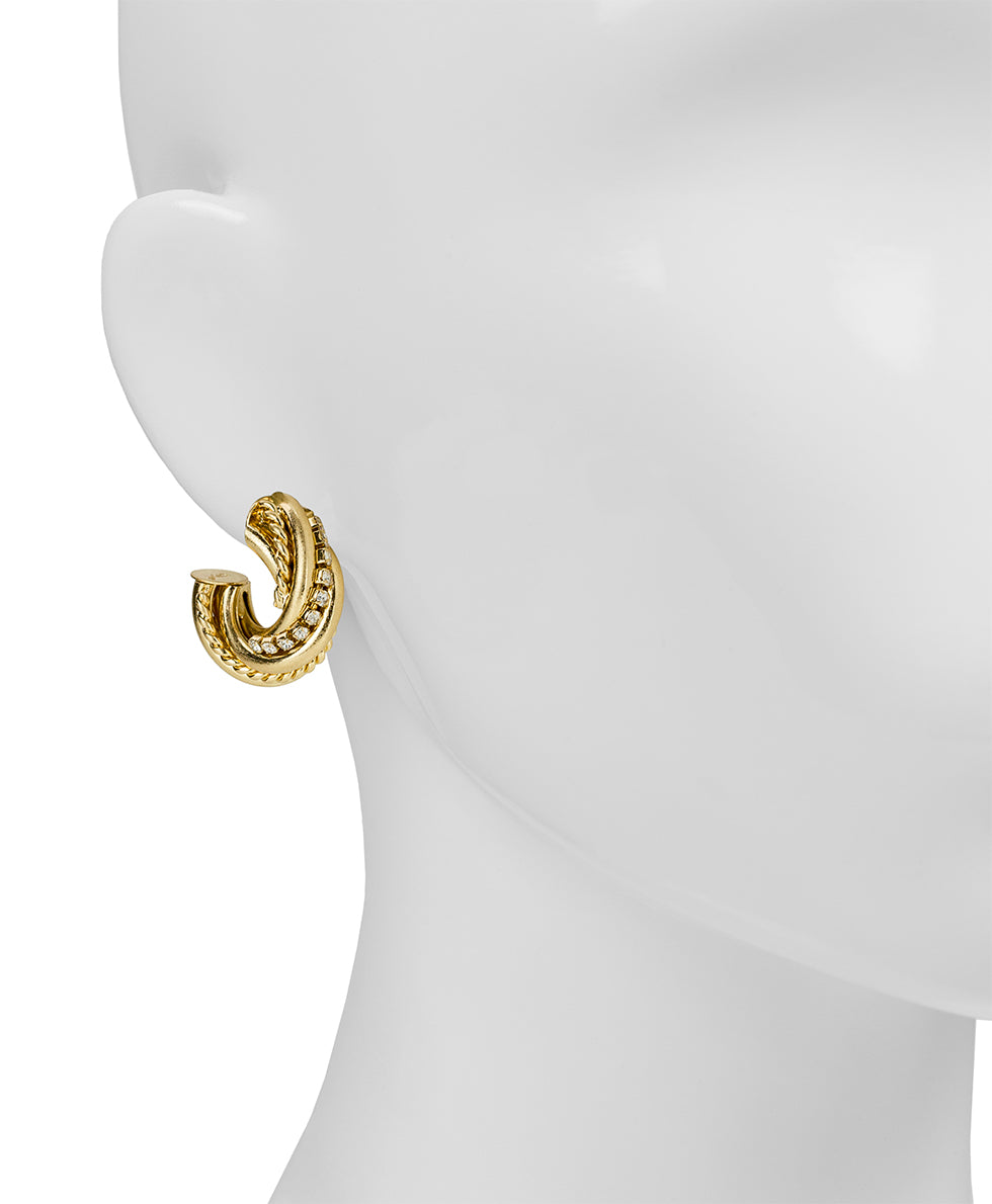 Female - Twisted Knot Hoop Earrings | Twisted Knot Collection | Worn Gold - worn gold - by Patricia Nash - View 2 of 2