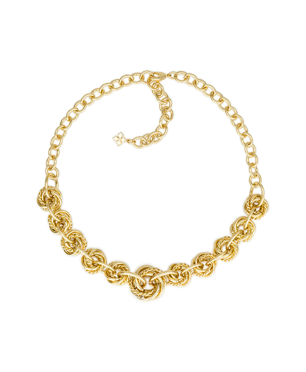Female - Twisted Knot Link Necklace | Twisted Knot Collection | Worn Gold - worn gold - by Patricia Nash - View 1 of 2