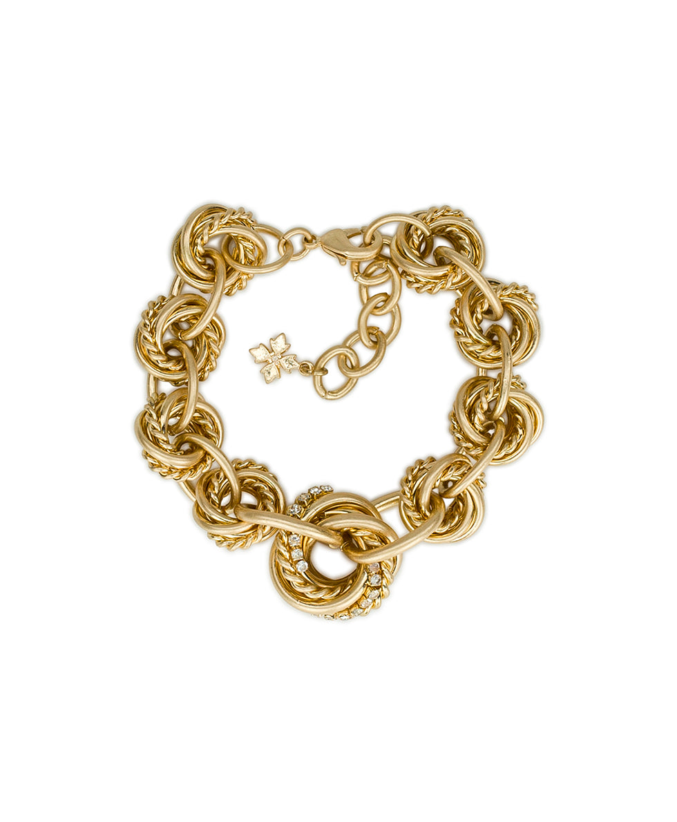 Female - Link Bracelet | Twisted Knot Collection | Worn Gold - worn gold - by Patricia Nash - View 1 of 3