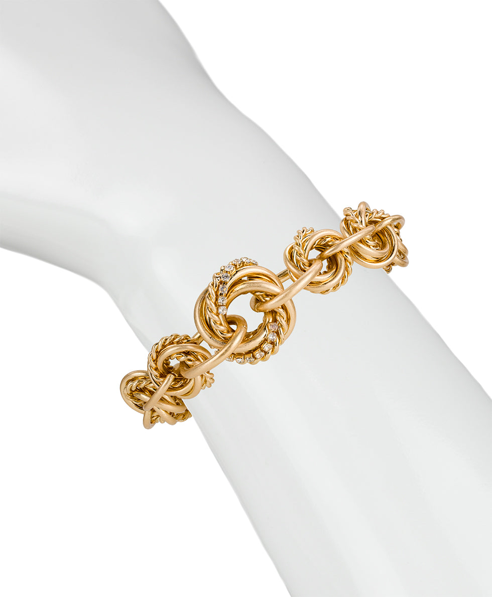 Female - Link Bracelet | Twisted Knot Collection | Worn Gold - worn gold - by Patricia Nash - View 3 of 3