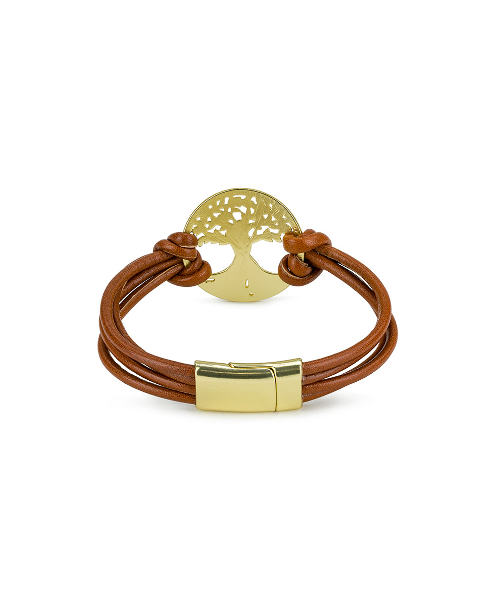Female - Magnetic Snap Bracelet | Wrapped Leather Collection | Worn Gold - worn gold - by Patricia Nash - View 2 of 4