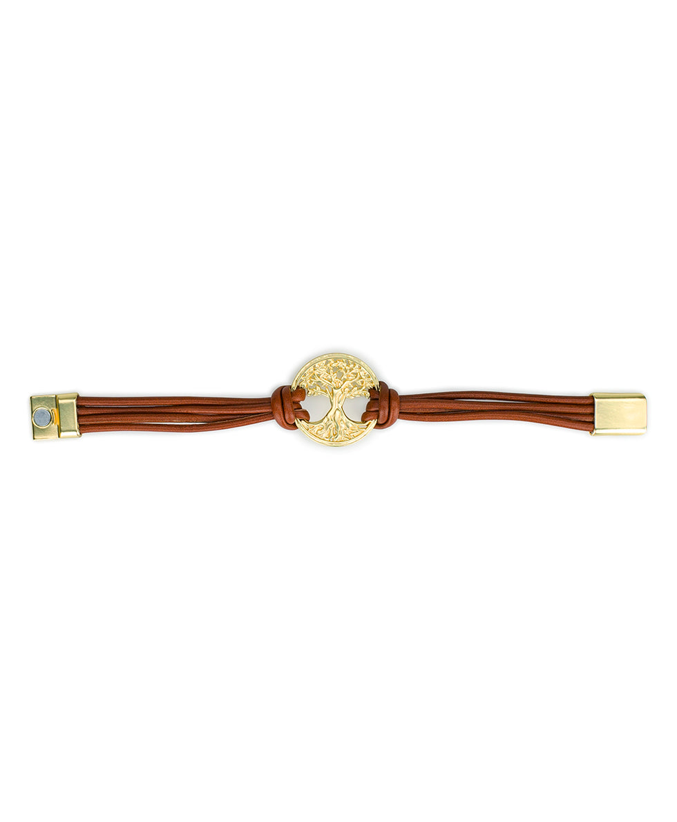 Female - Magnetic Snap Bracelet | Wrapped Leather Collection | Worn Gold - worn gold - by Patricia Nash - View 3 of 4