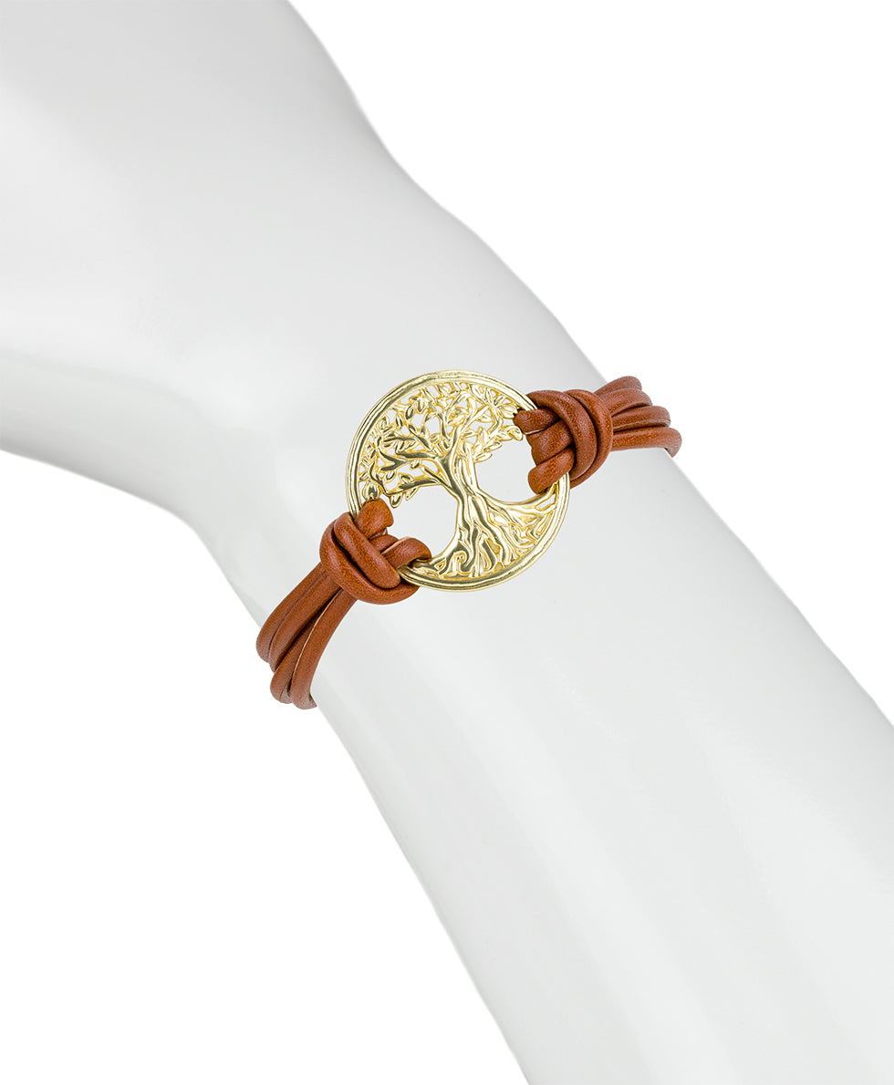 Female - Magnetic Snap Bracelet | Wrapped Leather Collection | Worn Gold - worn gold - by Patricia Nash - View 4 of 4