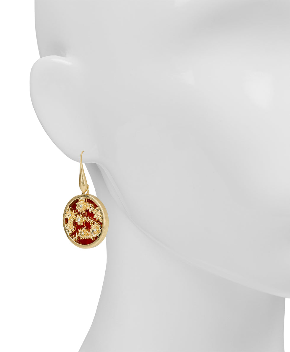 Female - Round Wire Drop Earrings | Danish Print Collection | Worn Gold - worn gold - by Patricia Nash - View 2 of 2