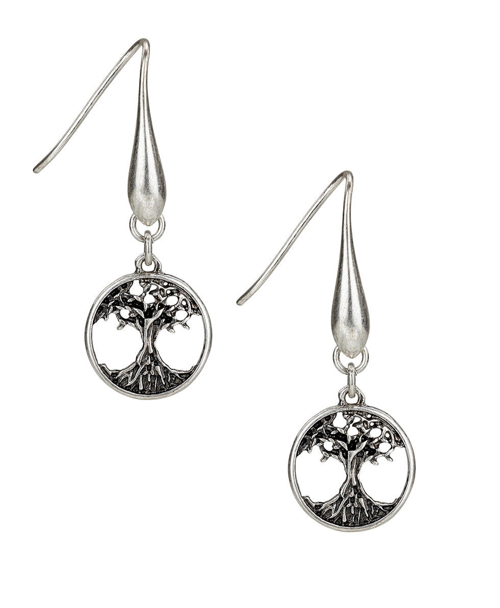 Female - Tree Drop Earrings | Key to My Heart Collection | Silver Ox - silver ox - by Patricia Nash - View 1 of 2